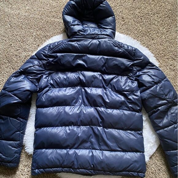 Guess Puffer Coat Bubble Puffy Jacket Blue Detachable Hood Womens Size Small - Picture 12 of 16